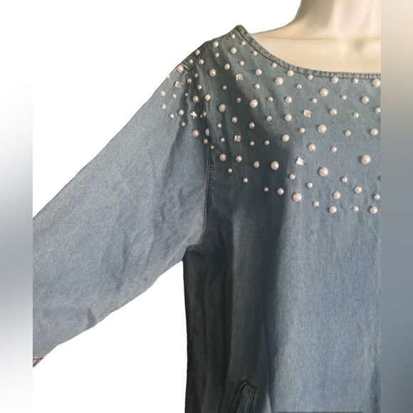 R1983 Denim Pullover Tunic Dress - Picture 3 of 6